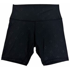 Lululemon Align High Rise Bike Shorts Women's Size 6 Yogo Emboss Black